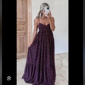 Black w/ Red Flower Details Maxi Dress